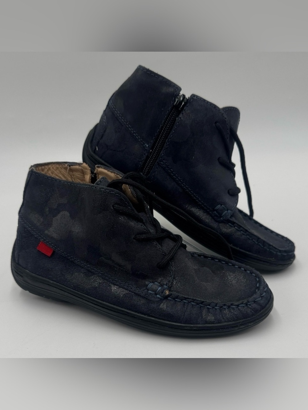 Marc Joseph Navy Suede Chukka Boots with Side Zipper